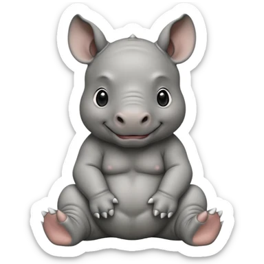 playful baby rhino sitting sticker