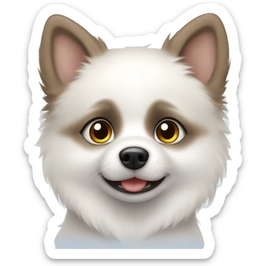 white pomsky puppy with brown ears and eyes sticker