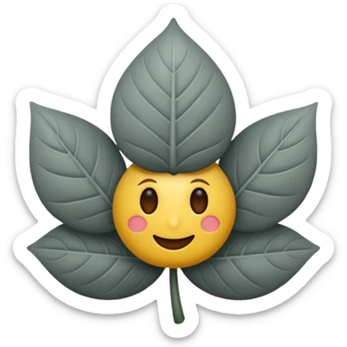 emoji de un trébol gris de 4 hojas sticker
