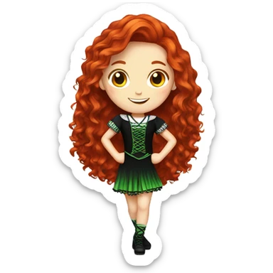 A girl with red hair irish dancing sticker