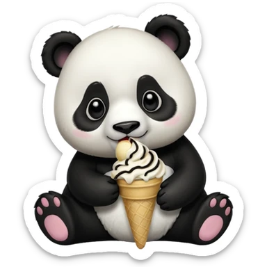Panda eating ice cream sticker