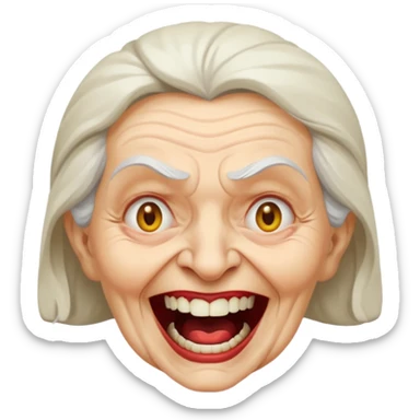 mad ugly old laughing evil woman sticker