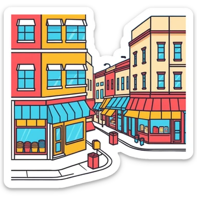 busy street with shops sticker