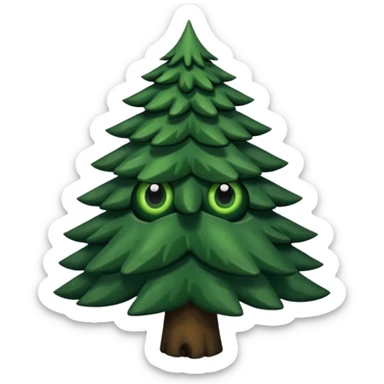 sapin avec deux gros yeux noirs sticker