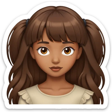 Brown girl with bangs long hair sticker