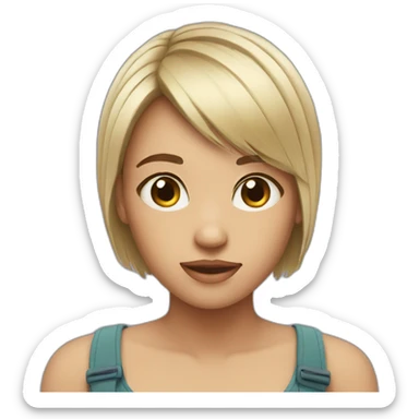 Cute girl with short straight hair sticker