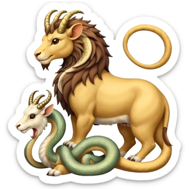 mythical chimera with lion, goat, and snake, soft muted colors sticker