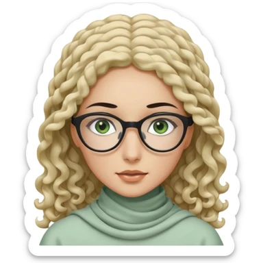 White hijabi girl with black eyes and black long hair white girl and black eyes wearing glasses and a white skin girl with curly honey hair and green eyes sticker