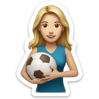 White woman holding a football ball sticker