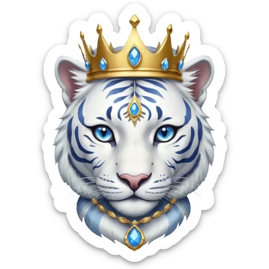 ESO Female white tiger khajiit leader of the umbral rose, blue eyes, blue 'third eye' gem, something symbolizing leadership ruling sticker