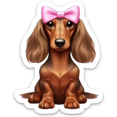 Long haired dachshund with pink bows sticker