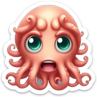 Cute kraken cute face eyes close meditate sticker