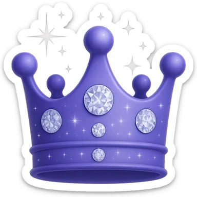 Create an elegant and unique 3D purple crown with color #7986cb, keeping the diamonds and sparkling effects. The style should resemble apple emoji style. Remove the background. sticker