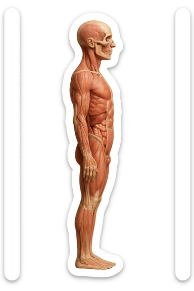 corpo umano anatomico di profilo realistico con schiena piatta, iperrealistico 4k sticker