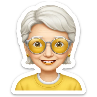 grandmother with yellow sunglasses sticker