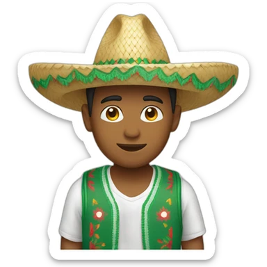 Boy wearing Mexico hat  sticker