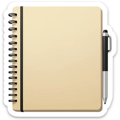 Realistic notebook open with neutral color sticker
