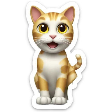 An european cat sat on a monstera plant leave and waving a checkered flag   sticker