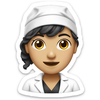 Doctora piel blanca y delantal negro sticker