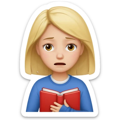 Girl stressed and crying because of study sticker