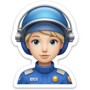 Blue-visor space mechanic sticker
