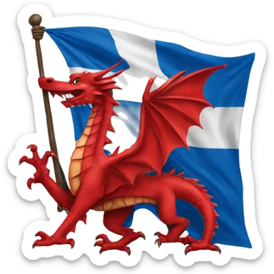 A red dragon holding finland flag sticker