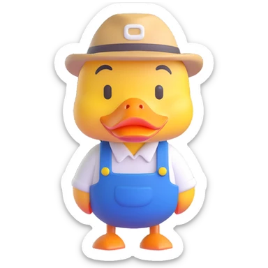 animal crossing character, duck farmer sticker