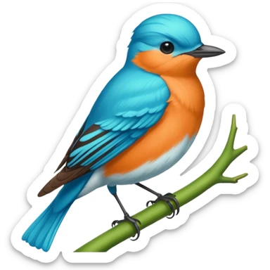Realistic, detailed brightly colored Verditer Flycatcher sticker