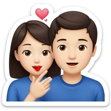 Asian girl blowing kiss to brunette boy  sticker