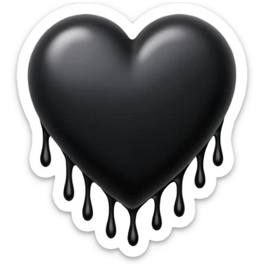black ink blob heart emoji with ink streaks, isolated on white background, grunge, like pen stroke sticker