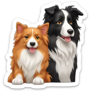 border collie dog and longhaired ginger cat sticker