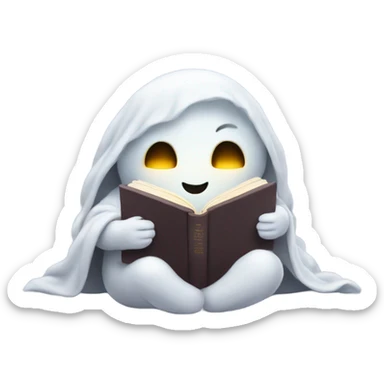 Cute cosy ghost reading sticker