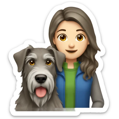 brown hair girl and Irish wolfhound dog  sticker