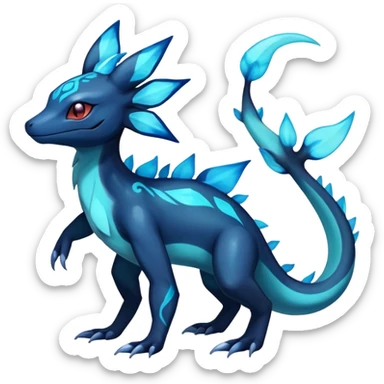 Colorful Dark Shiny Exotic Salandit-Aurorus-Glaceon-Fakémon-hybrid-creature (full body)  sticker