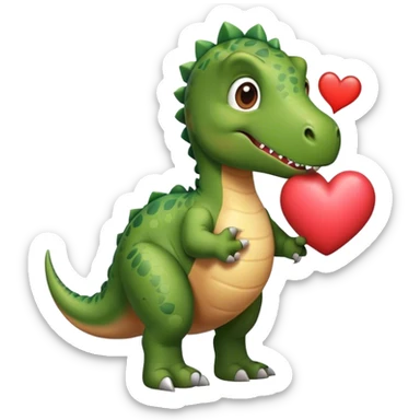Dinosaur holding a heart  sticker