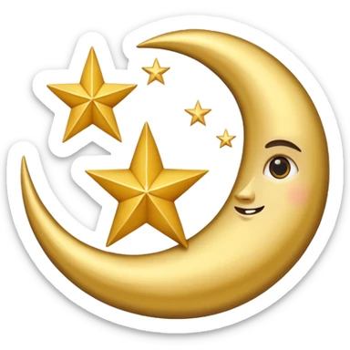 Star and Crescent emoji with black background and no face only star and crescent. sticker