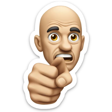 Angry guy looking at you pointing at you with an Extra long pointer  sticker