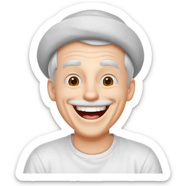Goofy man with white tshirt laughing sticker