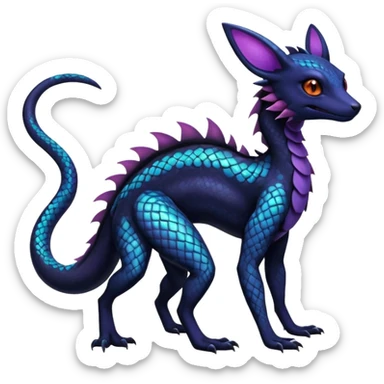 Anthropomorphic Scaley Exotic Salandit-Noibat-Umbreon-Fakémon-hybrid-creature (full body)  sticker