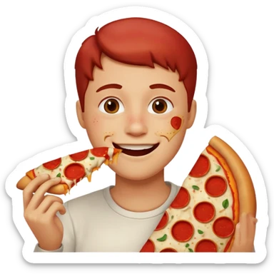 Happy face eating pizza  sticker