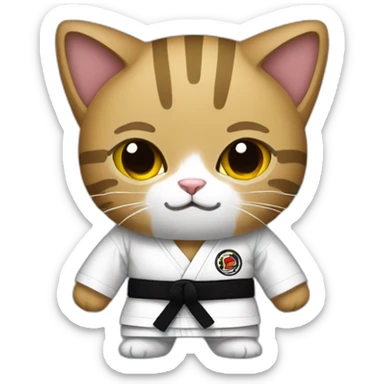 Cat wearing a black Jiu-Jitsu gi sticker