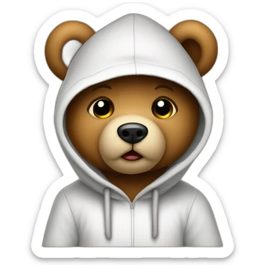teddy bear in the hood holding send kiss. sticker