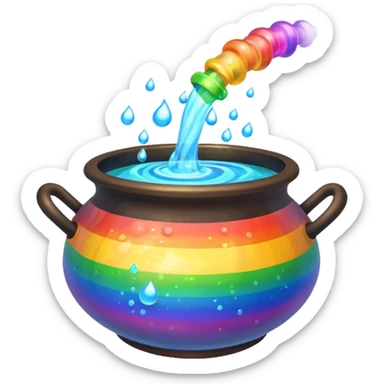 rainbow potion in a cauldron sticker