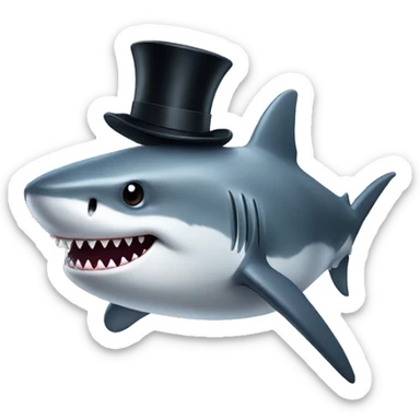 Shark with a top hat sticker