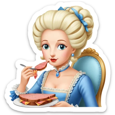 marie antoinette eating spam meat at cafe sticker