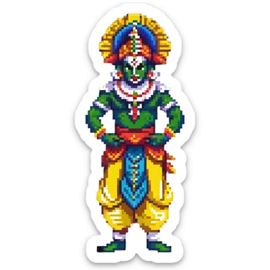 Kathakali Indian dance form performer, vibrant costume sticker