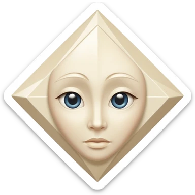 diamond shape carved from ivory. square tilted 45 degrees. head on view sticker