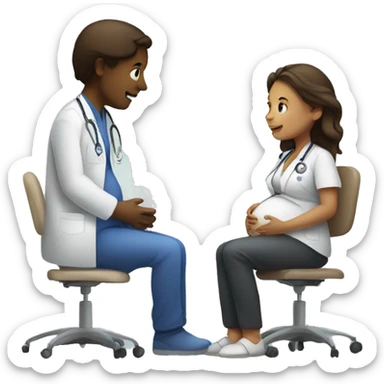 pregnant woman talking to a doctor sticker