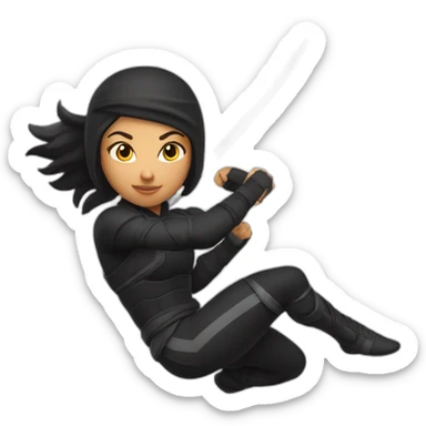 female Ninja Warrior athlete of Hispanic descent, captured mid-air sticker