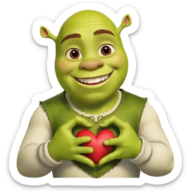 Shrek doing heart with hands sticker